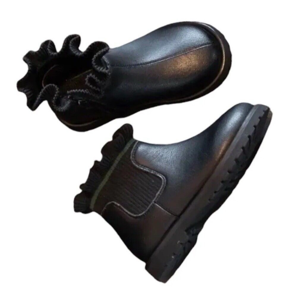 Big Girls Ankle Booties Black Chelsea Boots Size EU 36 US 6 Casual Warm Side Zip